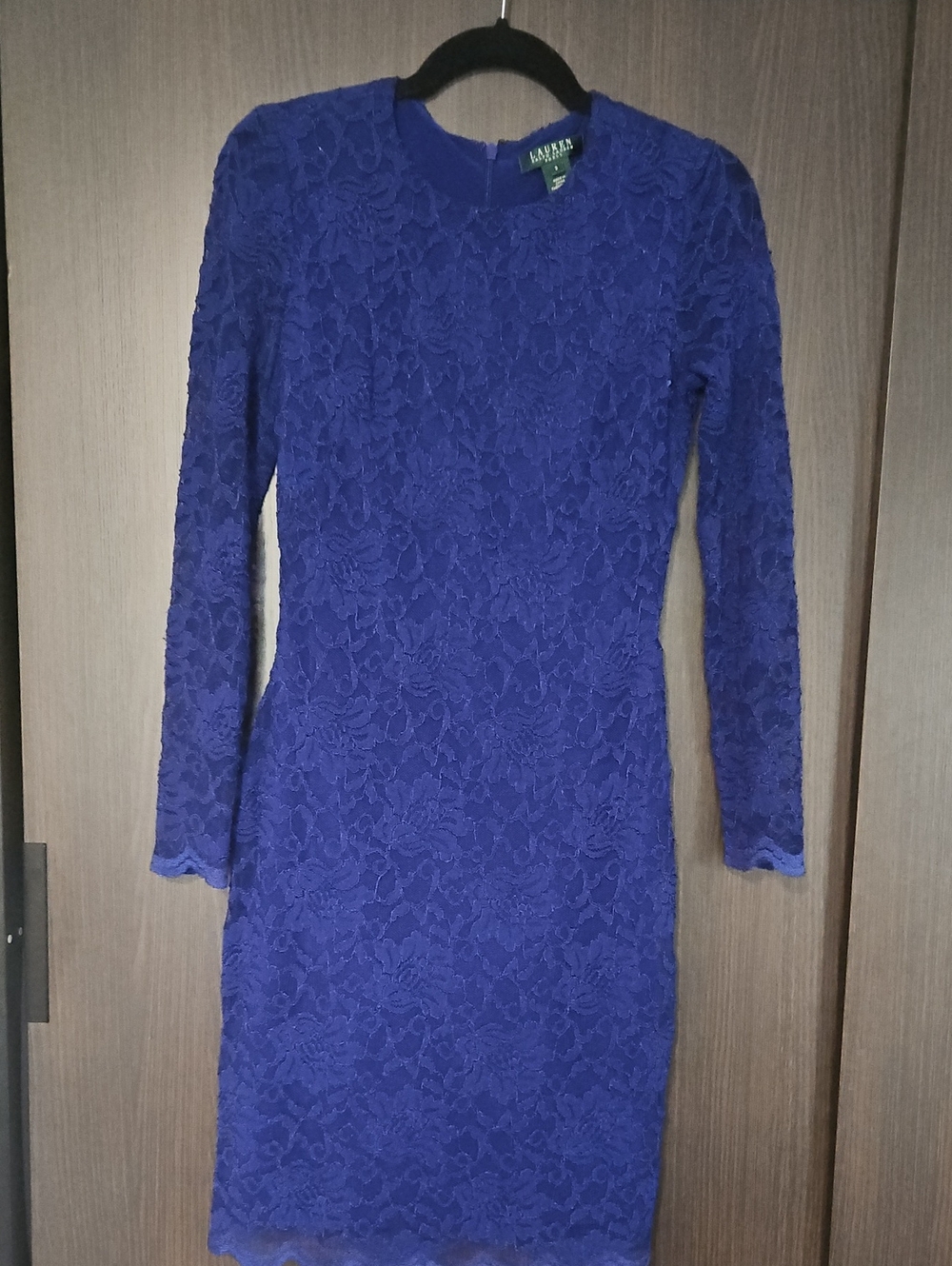 Lauren Ralph Lauren Royal Blue Long Sleeve Lace Sheath Dress